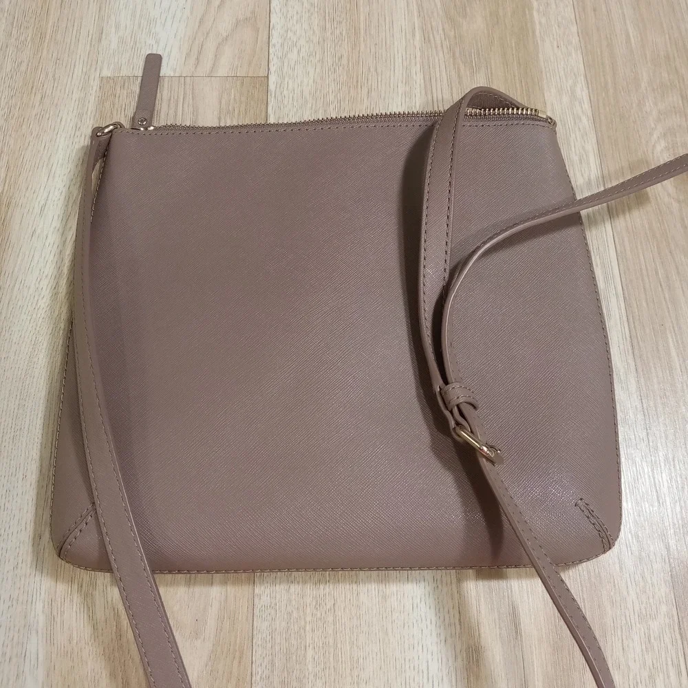 Kate Spade New York Mauve Taupe Laurel‎ Way Rima Crossbody Bag Gold Hardware
